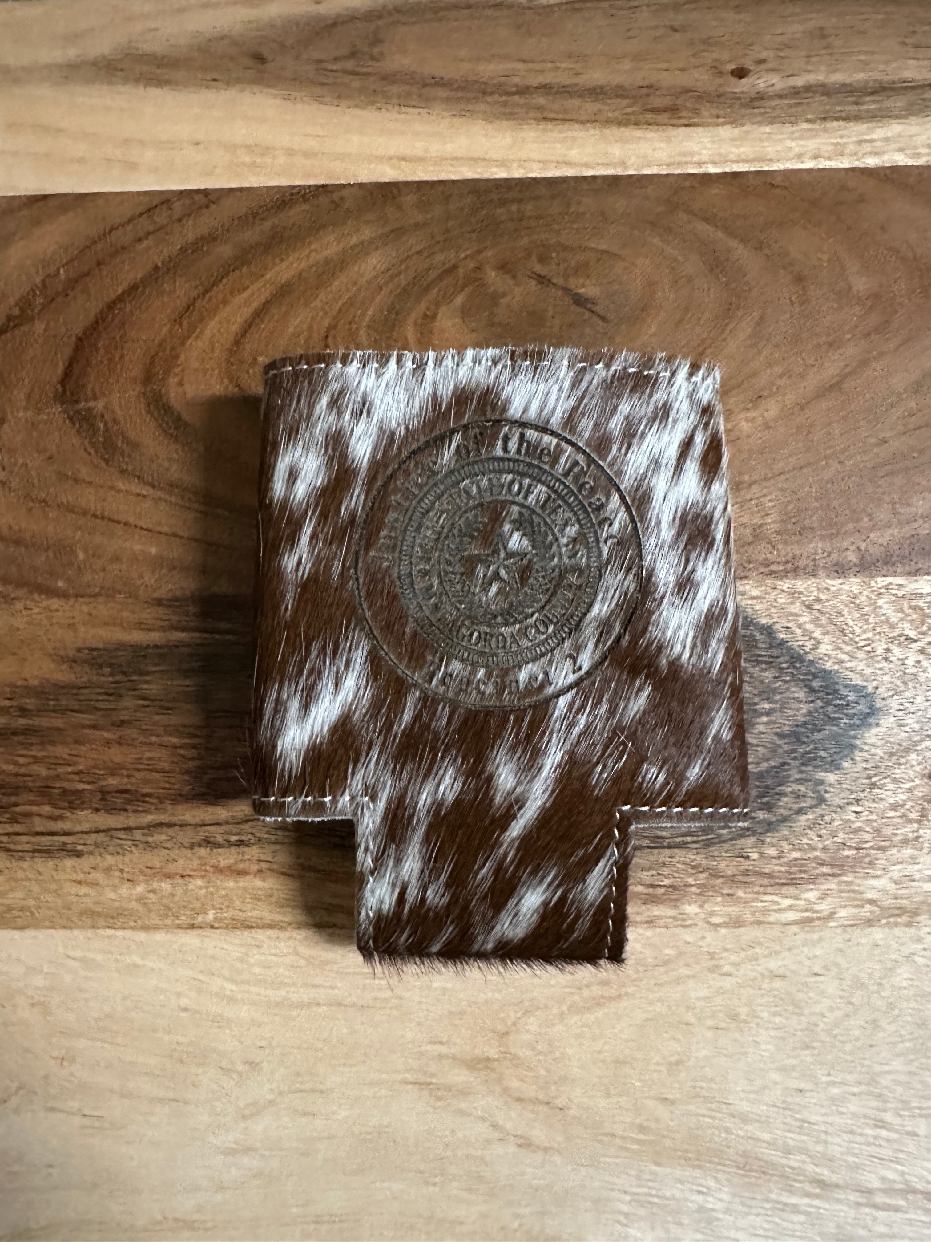 Cowhide koozies Ironing Board Productions