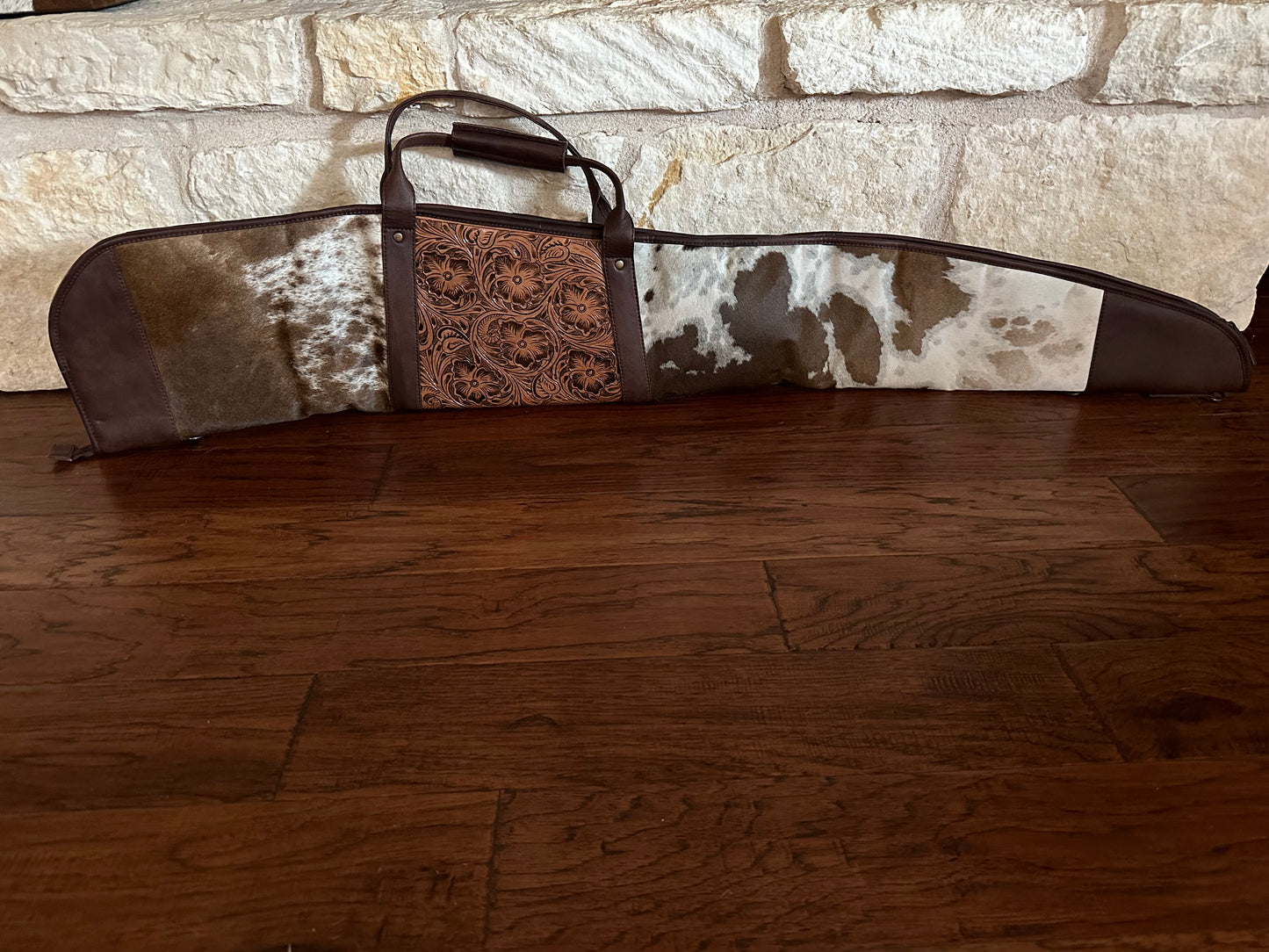 Cowhide and tooled rifle case