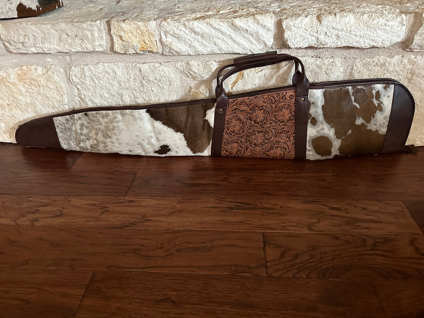 Cowhide and tooled rifle case