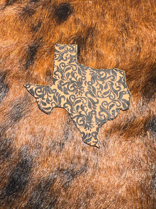 Faux leather tooled Texas hat patches - Bundle of 10