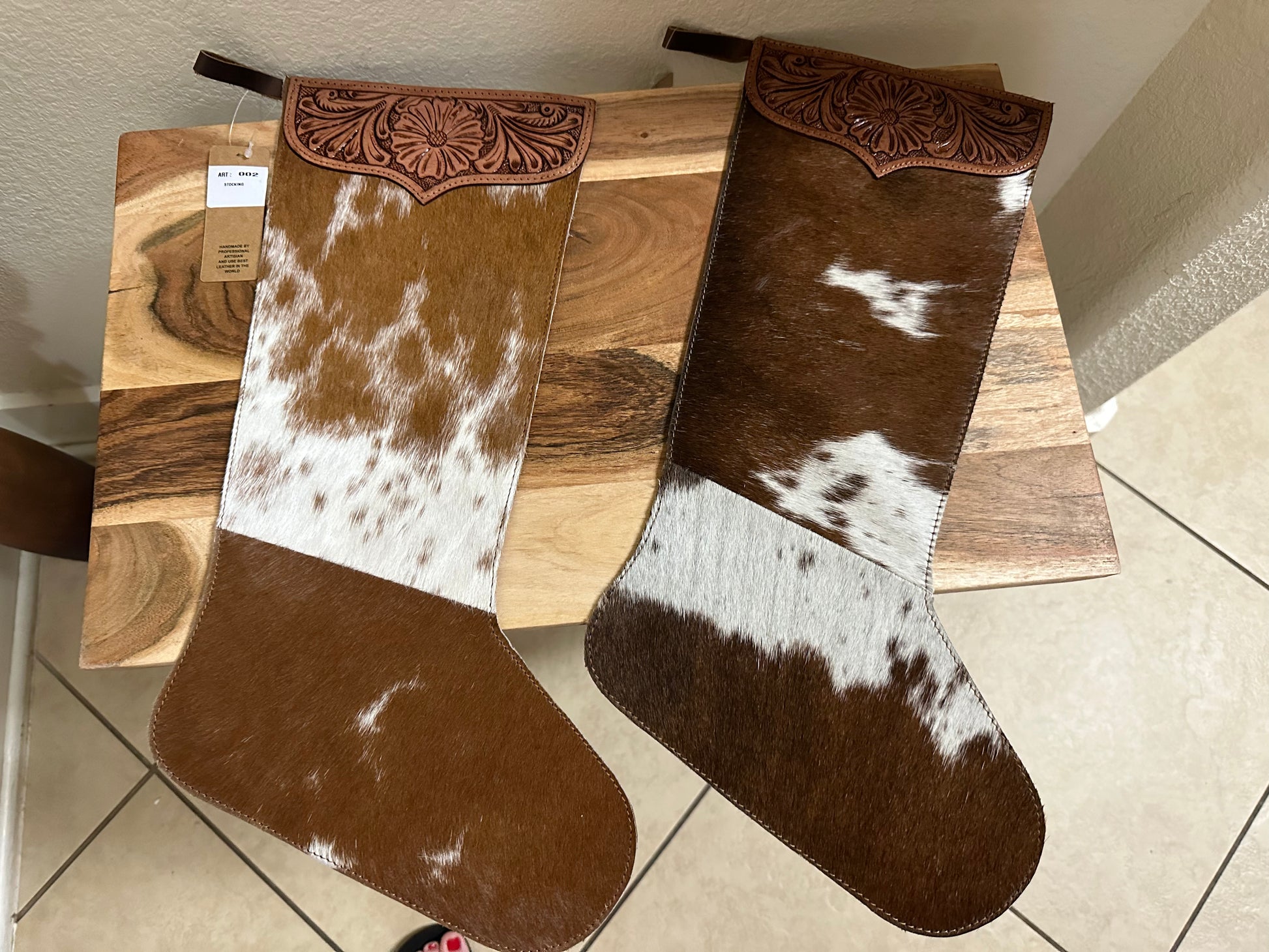 Cowhide Christmas Stockings Ironing Board Productions